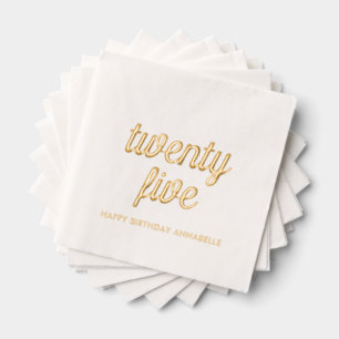 Elegant 25th Birthday Modern Gold Foil Napkins