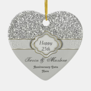 ELEGANT 25th SILVER ANNIVERSARY GIFT ORNAMENT