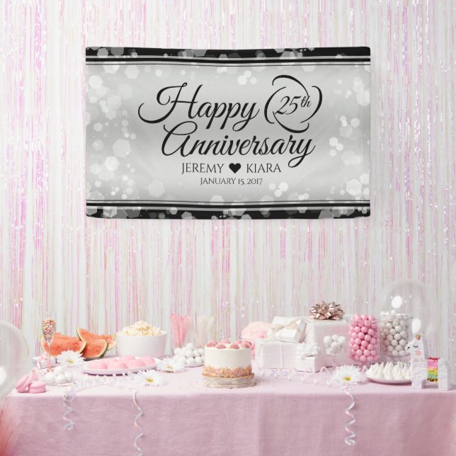 Elegant 25th Silver Wedding Anniversary Banner (Party)
