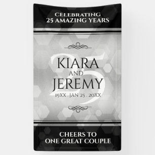 Elegant 25th Silver Wedding Anniversary Banner