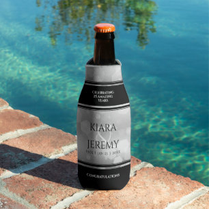 Elegant 25th Silver Wedding Anniversary Bottle Cooler