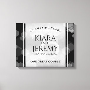 Elegant 25th Silver Wedding Anniversary Canvas Print