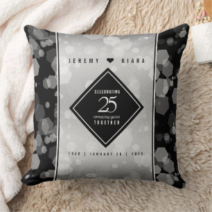 Elegant 25th Silver Wedding Anniversary Cushion