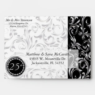 Elegant 25th Silver Wedding Anniversary Envelopes