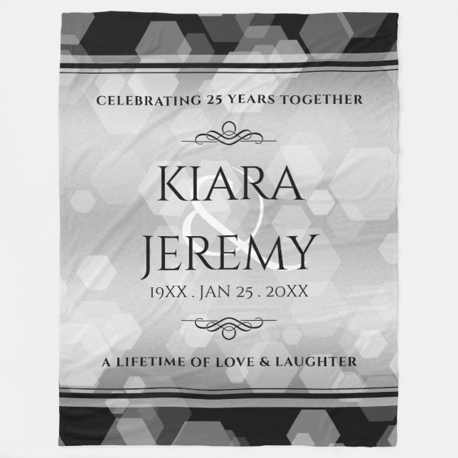 Elegant 25th Silver Wedding Anniversary Fleece Blanket (Front)