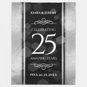 Elegant 25th Silver Wedding Anniversary Fleece Blanket