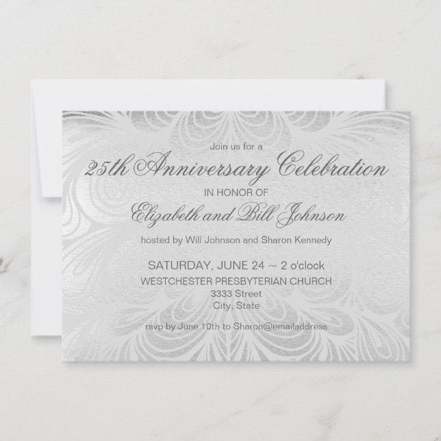 Elegant 25th Silver Wedding Anniversary Invitation (Front)