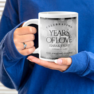 Elegant 25th Silver Wedding Anniversary Large Coffee Mug