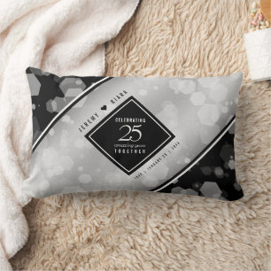 Elegant 25th Silver Wedding Anniversary Lumbar Cushion