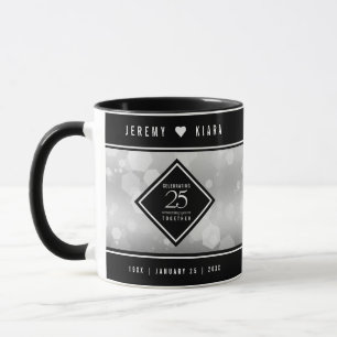 Elegant 25th Silver Wedding Anniversary Mug