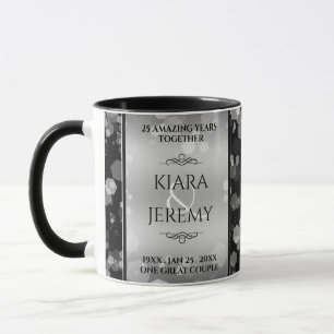 Elegant 25th Silver Wedding Anniversary Mug