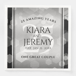 Elegant 25th Silver Wedding Anniversary Napkin