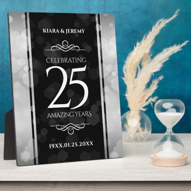 Elegant 25th Silver Wedding Anniversary Plaque (Side)