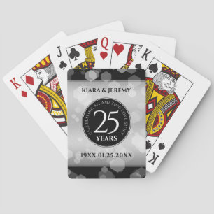 Elegant 25th Silver Wedding Anniversary Playing Cards