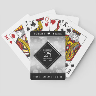 Elegant 25th Silver Wedding Anniversary Playing Cards