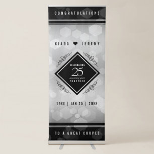 Elegant 25th Silver Wedding Anniversary Retractable Banner