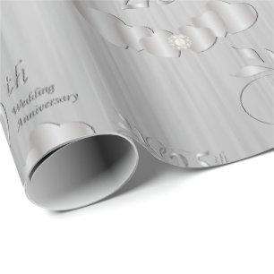Elegant 25th Silver Wedding Anniversary Wrapping Paper