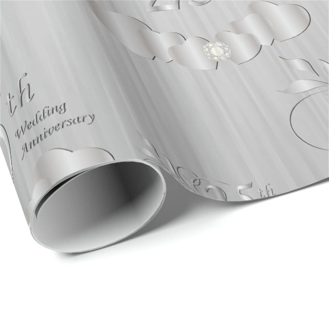 Elegant 25th Silver Wedding Anniversary Wrapping Paper (Roll Corner)