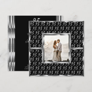 Elegant 25th Wedding Anniversary Black and Silver Invitation