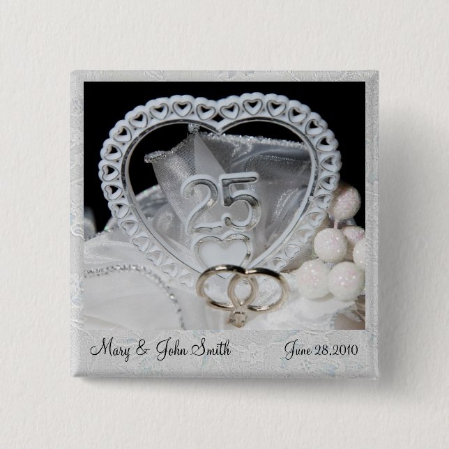 Elegant 25th Wedding Anniversary Button (Front)