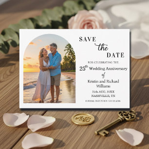 Elegant 25th Wedding Anniversary Photo Save The Date