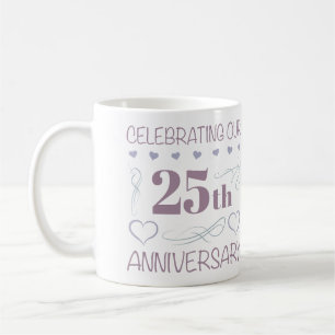 Elegant 25th Wedding Anniversary Purple Coffee Mug