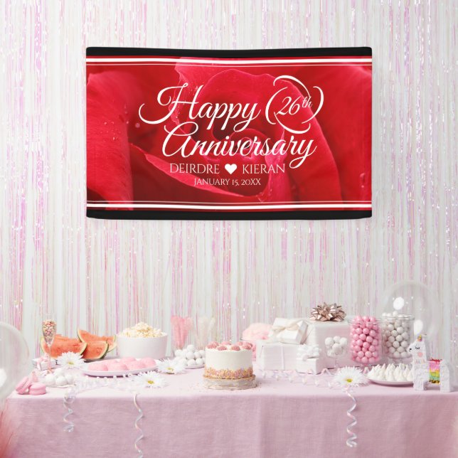 Elegant 26th Rose Wedding Anniversary Banner (Party)