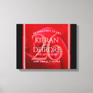 Elegant 26th Rose Wedding Anniversary Celebration Canvas Print