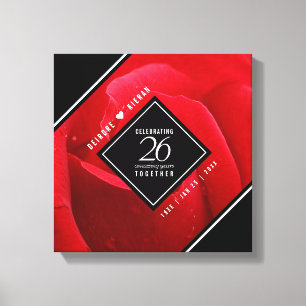 Elegant 26th Rose Wedding Anniversary Celebration Canvas Print