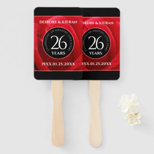 Elegant 26th Rose Wedding Anniversary Celebration Hand Fan