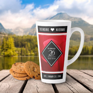 Elegant 26th Rose Wedding Anniversary Celebration Latte Mug