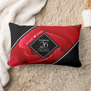 Elegant 26th Rose Wedding Anniversary Celebration Lumbar Cushion