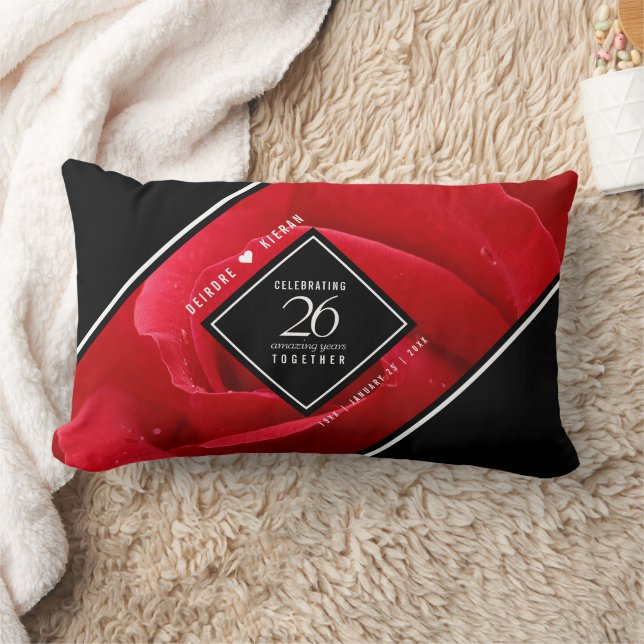 Elegant 26th Rose Wedding Anniversary Celebration Lumbar Cushion (Blanket)
