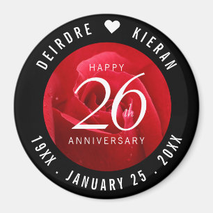 Elegant 26th Rose Wedding Anniversary Celebration Magnet