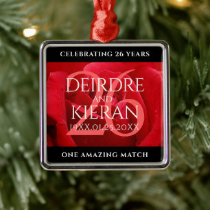Elegant 26th Rose Wedding Anniversary Celebration Metal Tree Decoration