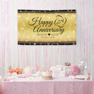 Elegant 27th Music Wedding Anniversary Banner