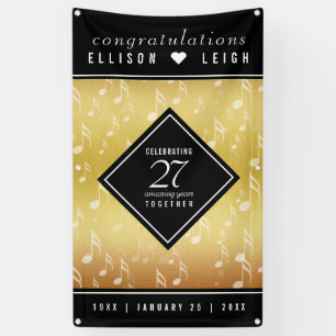Elegant 27th Music Wedding Anniversary Celebration Banner