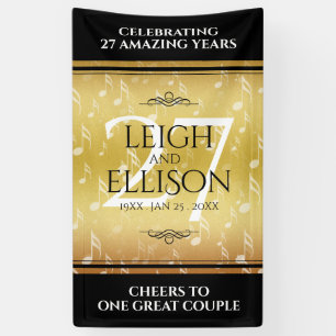 Elegant 27th Music Wedding Anniversary Celebration Banner