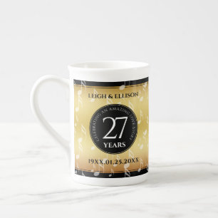 Elegant 27th Music Wedding Anniversary Celebration Bone China Mug