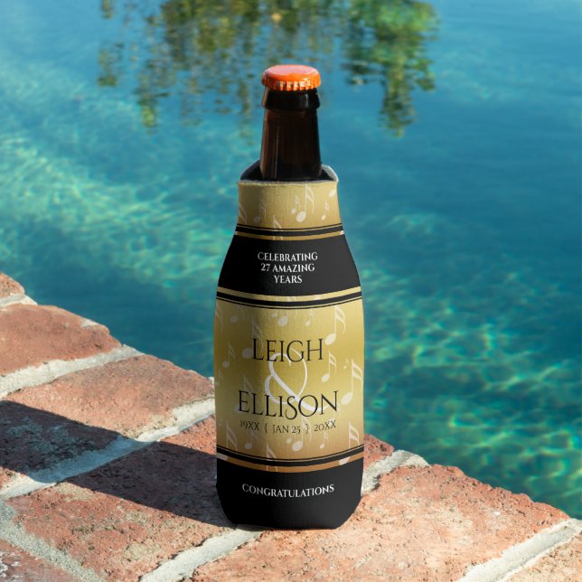 Elegant 27th Music Wedding Anniversary Celebration Bottle Cooler (In Situ Pool)