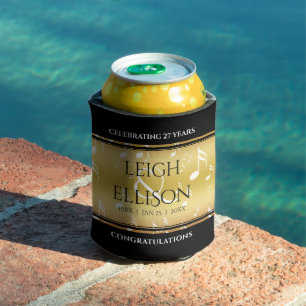 Elegant 27th Music Wedding Anniversary Celebration Can Cooler
