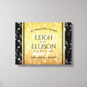 Elegant 27th Music Wedding Anniversary Celebration Canvas Print