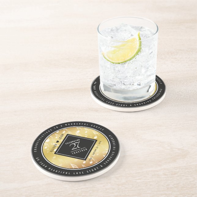 Elegant 27th Music Wedding Anniversary Celebration Coaster (Side)
