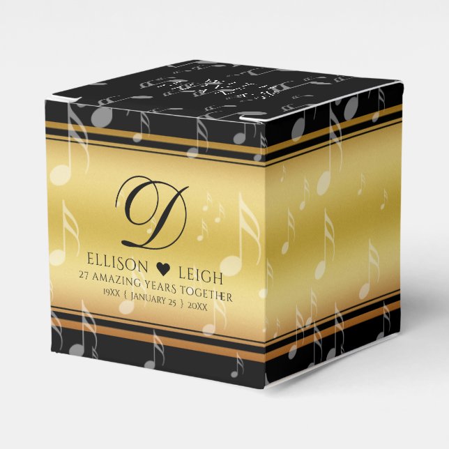 Elegant 27th Music Wedding Anniversary Celebration Favour Box (Front Side)