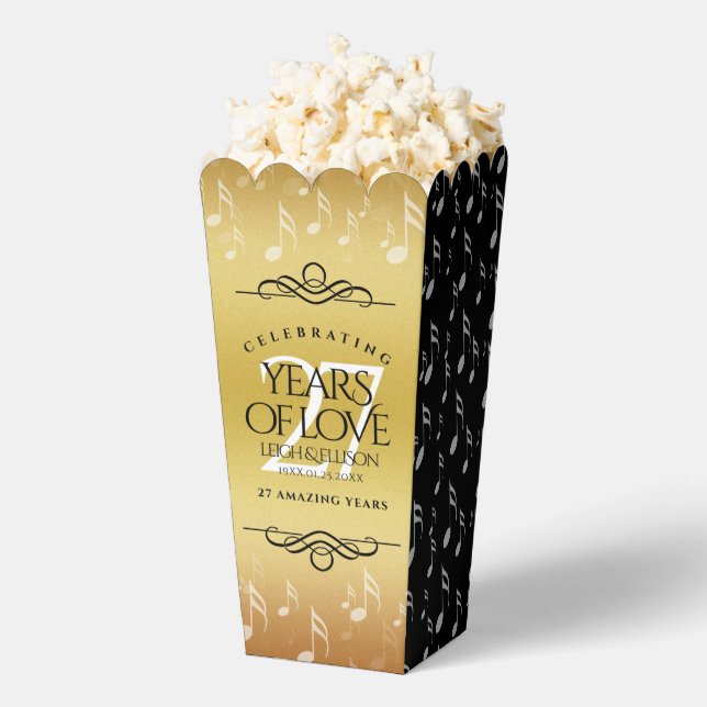 Elegant 27th Music Wedding Anniversary Celebration Favour Box (Popped)