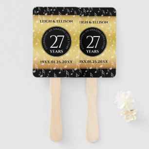 Elegant 27th Music Wedding Anniversary Celebration Hand Fan