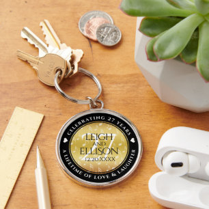 Elegant 27th Music Wedding Anniversary Celebration Key Ring