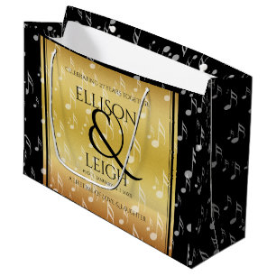 Elegant 27th Music Wedding Anniversary Celebration Large Gift Bag