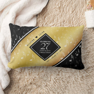 Elegant 27th Music Wedding Anniversary Celebration Lumbar Cushion