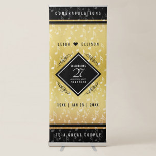 Elegant 27th Music Wedding Anniversary Celebration Retractable Banner